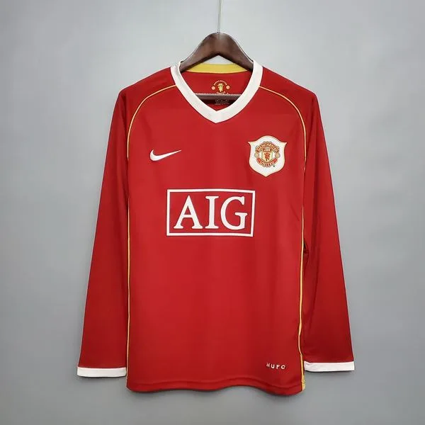 Camiseta de fútbol Manchester United 2006/07 LOCAL MANGA LARGA VERSION FAN